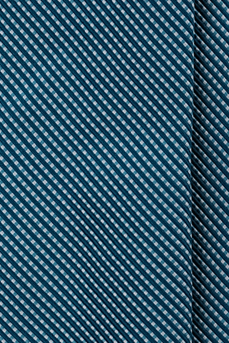 3-fold Striped Silk Jacquard Tie - Petrol Green / Turquoise - Brunati Como®