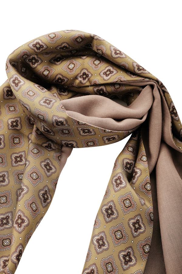 Doubleface Silk Wool Scarf - Soft Green / Beige - Brunati Como