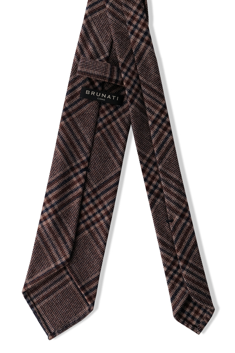 Colombo Cashmere Glencheck Tie Brown/Camel/Blue Brunati Como®