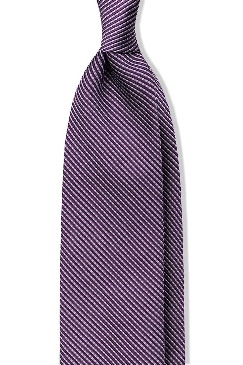 3-fold Striped Silk Jacquard Tie - Purple / Lilac - Brunati Como®
