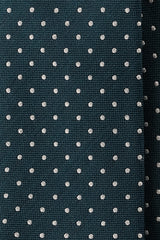 3-Fold Silk Wool Pindot Jacquard Tie - Petrol Green - Brunati Como