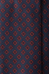 3-Fold Floral Ancient Madder Silk Tie - Navy/Red - Brunati Como