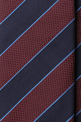 3-Fold Jacquard Repp Silk Tie - Bordeaux / Navy / Blue - Brunati Como