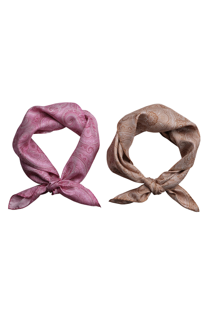 Patterned Silk Bandana - Pink - Brunati Como