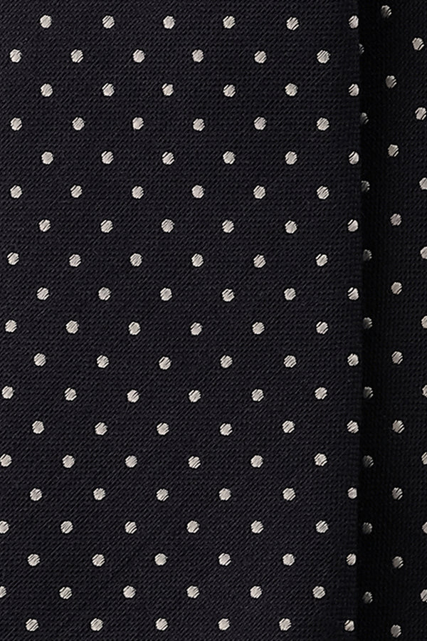 3-Fold Silk Wool Pindot Jacquard Tie - Navy - Brunati Como