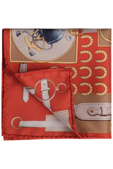 Horseshoe Pattern Silk Pocket Square - Red - Brunati Como