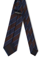 3-Fold Jacquard Repp Silk Tie - Brown / Navy / Blue - Brunati Como