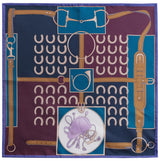Horseshoe Pattern Silk Pocket Square - Navy / Purple - Brunati Como