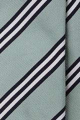 3-Fold Striped Repp Silk Tie - Mint / Navy / White - Brunati Como®