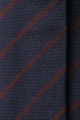 3-Fold Jacquard Repp Silk Tie - Navy / Brown - Brunati Como