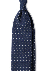 3-Fold Silk Wool Pindot Jacquard Tie - Blue - Brunati Como