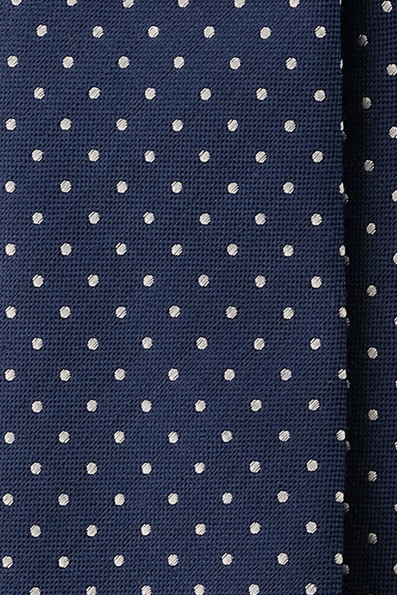 3-Fold Silk Wool Pindot Jacquard Tie - Blue - Brunati Como