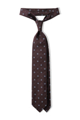 3-Fold Doubleface Jacquard Patterned Silk Tie - Burgundy - Brunati Como