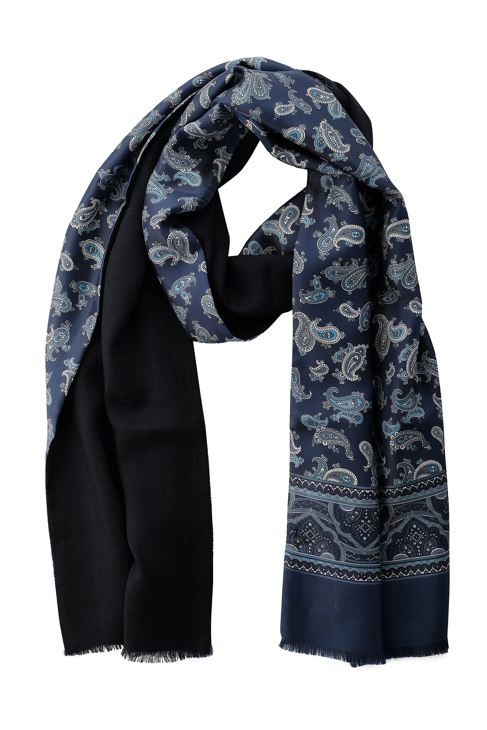 Doubleface Silk Wool Scarf - Navy Blue Mix– Brunati Como®