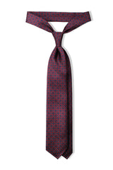 3- Fold Untipped Floral Silk Tie - Bordeaux / Navy / Light Blue - Brunati Como®