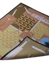 Horseshoe Pattern Silk Pocket Square - Green / Olive - Brunati Como