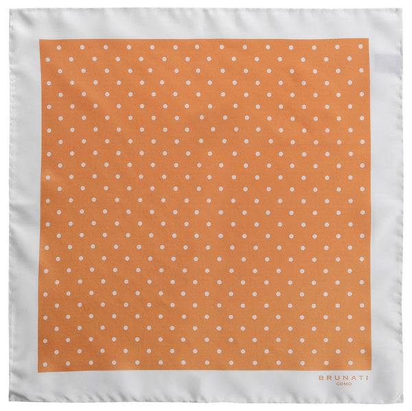 Polka Dot Silk Pocket Square - Orange / Off White - Brunati Como
