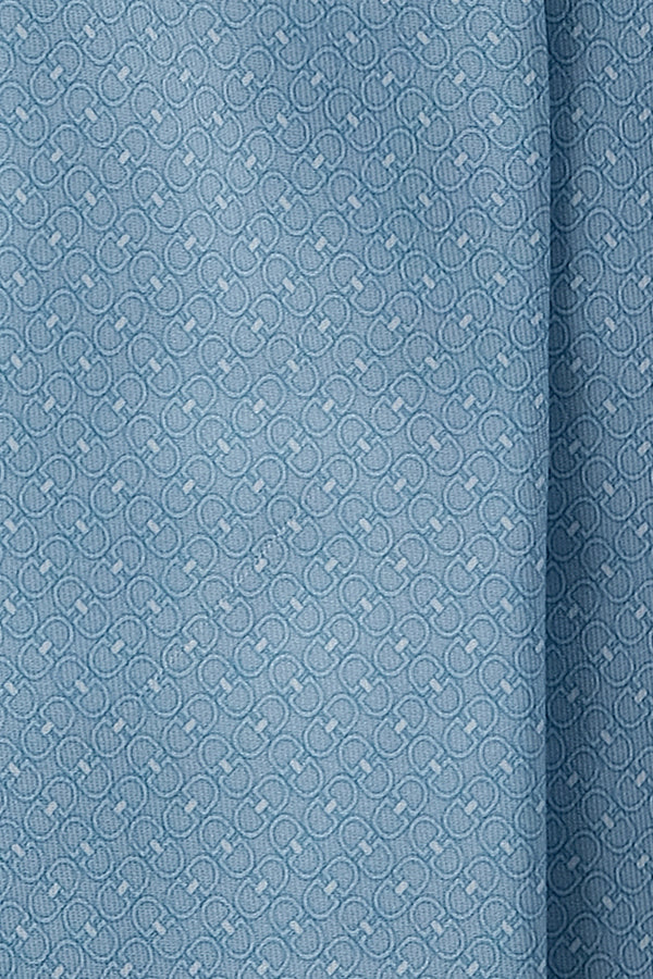 3-Fold Horsebit Printed Silk Tie - Light Blue - Brunati Como
