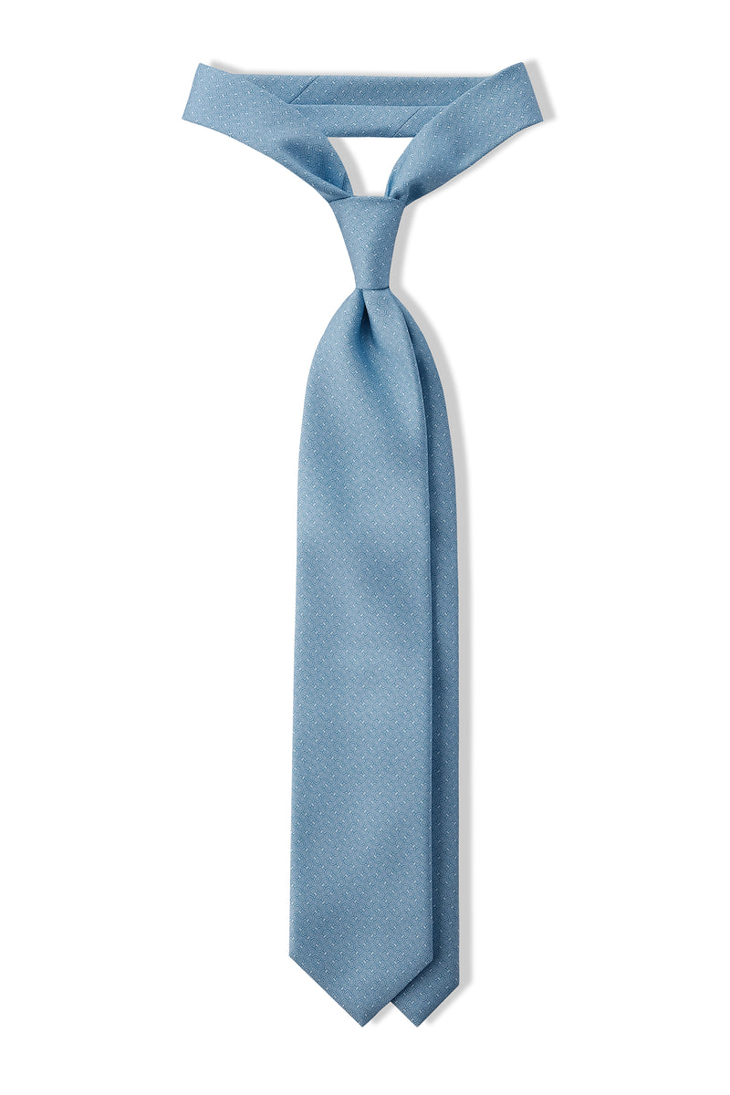 3-Fold Horsebit Printed Silk Tie - Light Blue - Brunati Como