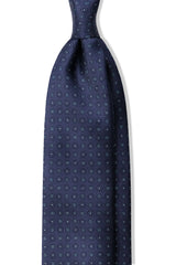 3- Fold Untipped Floral Silk Tie - Navy / Light Blue - Brunati Como®