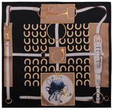 Horseshoe Pattern Silk Pocket Square - Black - Brunati Como