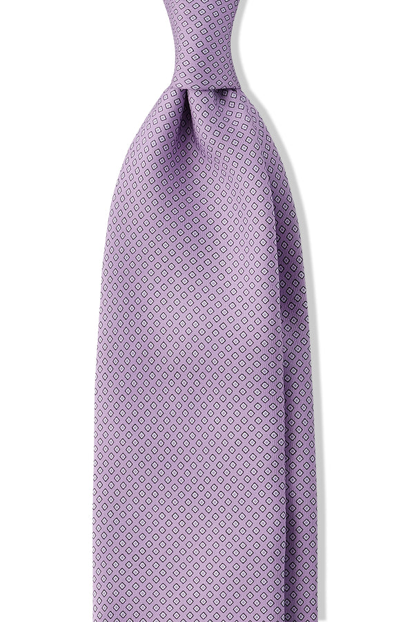 3-Fold Cube Patterned Printed Silk Tie - Lilac - Brunati Como