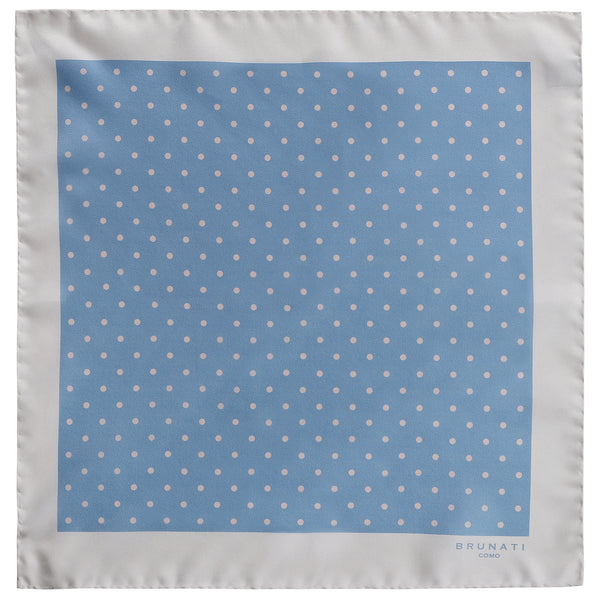 Polka Dot Silk Pocket Square - Light Blue / Off White - Brunati Como