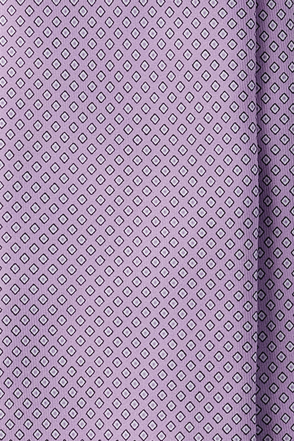 3-Fold Cube Patterned Printed Silk Tie - Lilac - Brunati Como