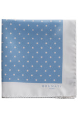 Polka Dot Silk Pocket Square - Light Blue / Off White - Brunati Como