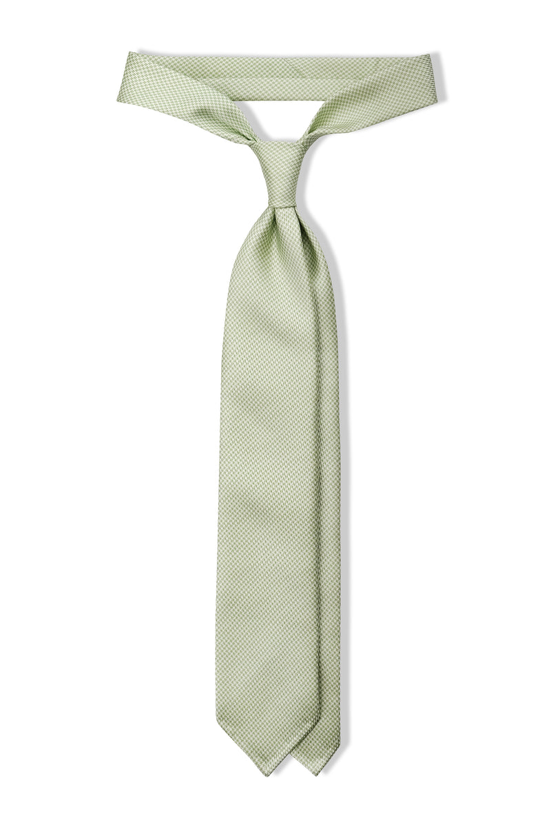 3- Fold Untipped Houndstooth 40oz Silk Tie - Pistachio Green - Brunati Como®