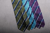 3-Fold Preppy Repp Silk Tie - Turquoise / Blue / White - Brunati Como