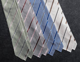 3-Fold Striped Silk Grenadine Tie - Light Beige / Beige / Brown - Brunati Como