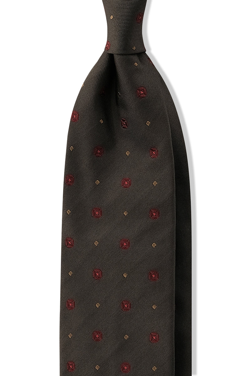 3-Fold Doubleface Jacquard Patterned Silk Tie - Forest - Brunati Como