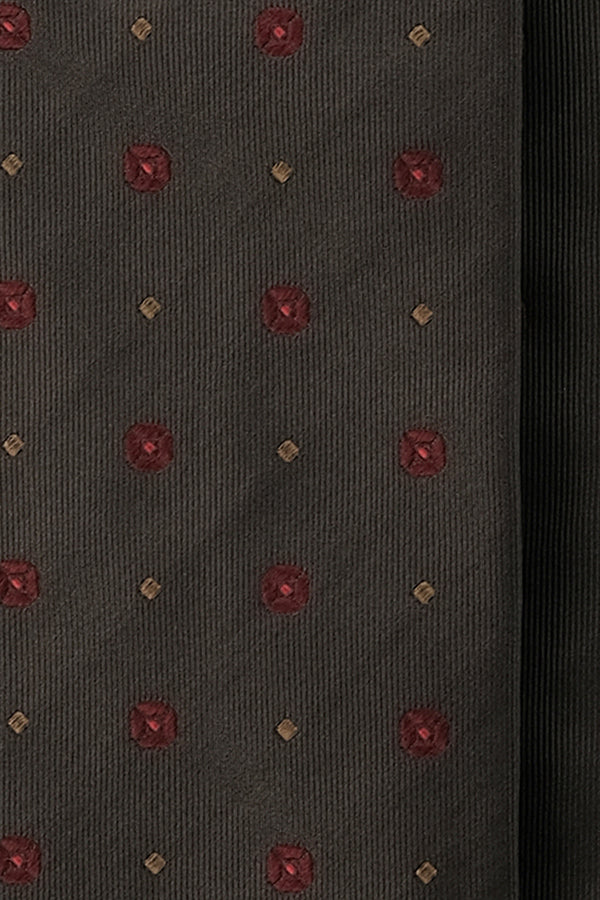 3-Fold Doubleface Jacquard Patterned Silk Tie - Forest - Brunati Como
