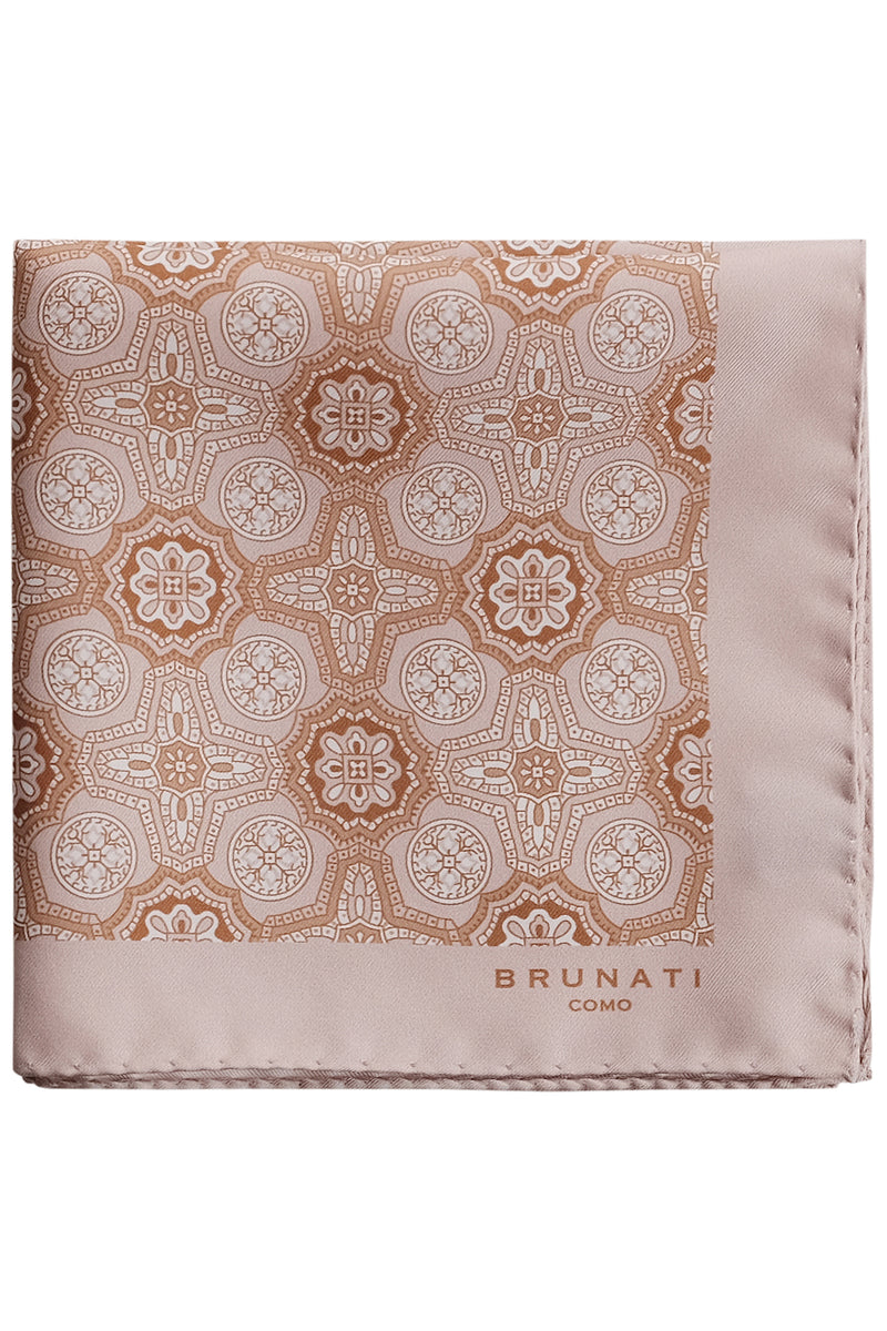 Floral Silk Pocket Square - Beige - Brunati Como