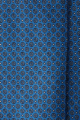 3-Fold Untipped Mini Floral Silk Tie - Royal Blue / Light Blue - Brunati Como