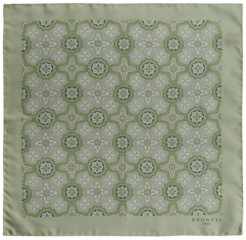 Floral Silk Pocket Square - Green - Brunati Como