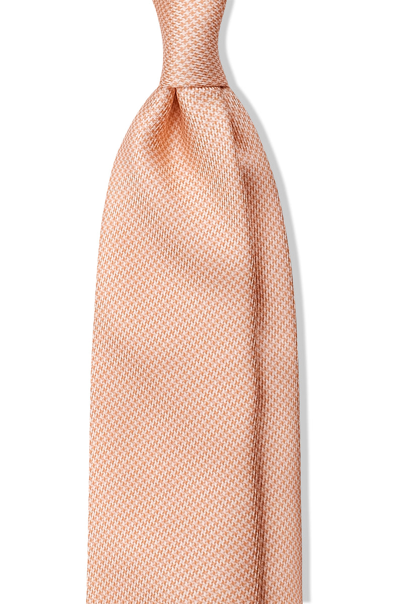 3- Fold Untipped Houndstooth 40oz Silk Tie - Salmon Orange - Brunati Como®