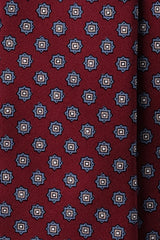 3-Fold Patterned Printed Silk Tie - Bordeaux / Light Blue - Brunati Como