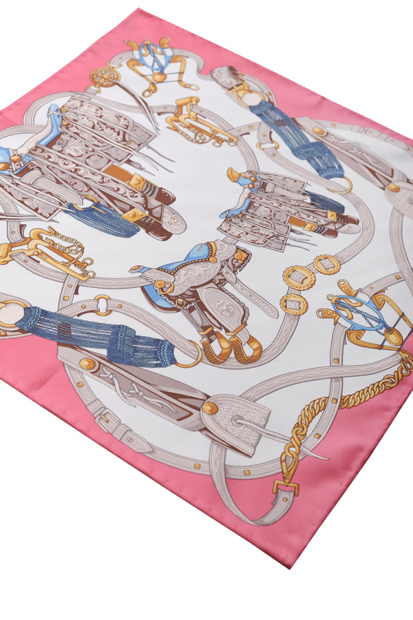 Saddle Pattern Silk Pocket Square - Pink - Brunati Como