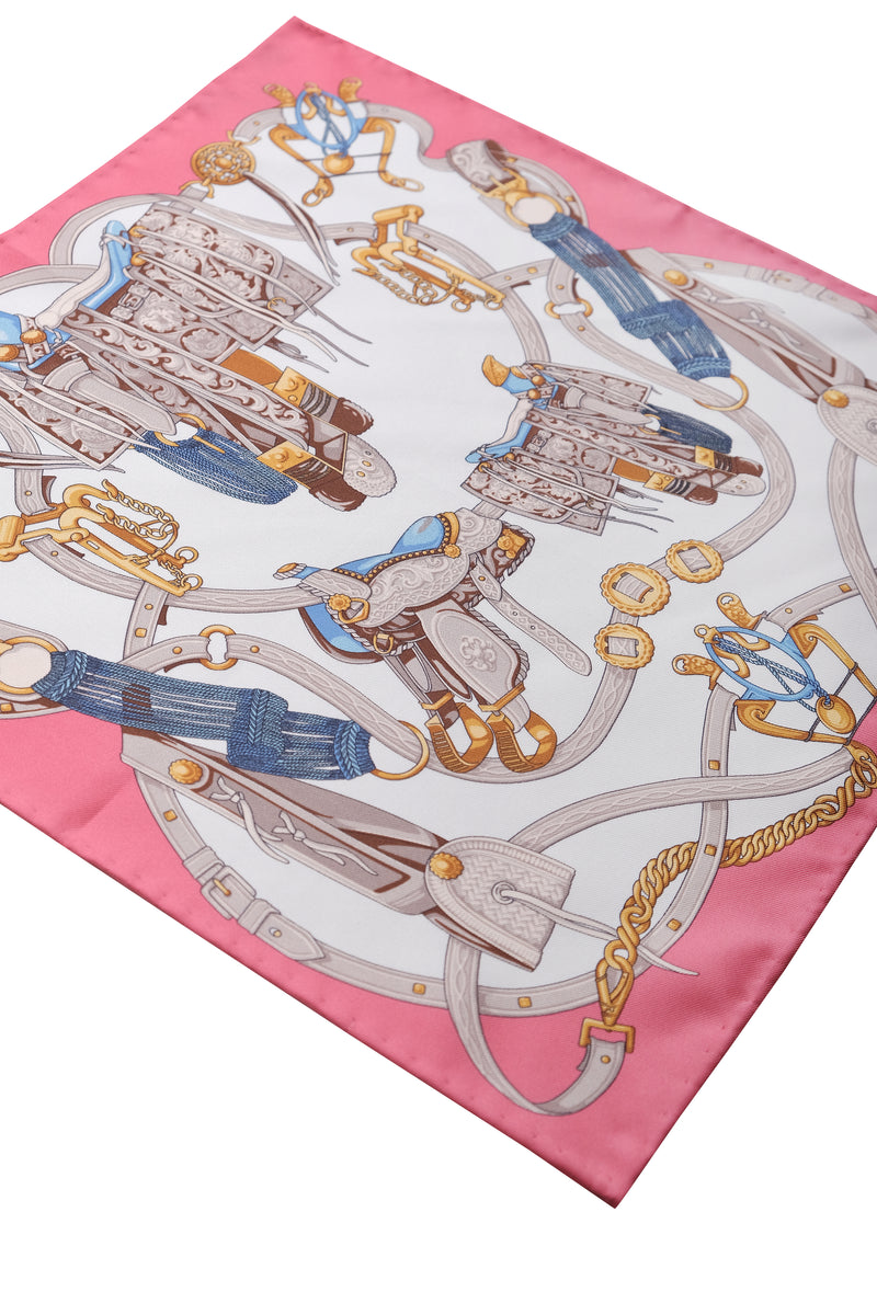 Saddle Pattern Silk Pocket Square - Pink - Brunati Como