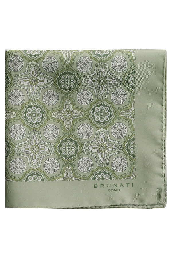 Floral Silk Pocket Square - Green - Brunati Como