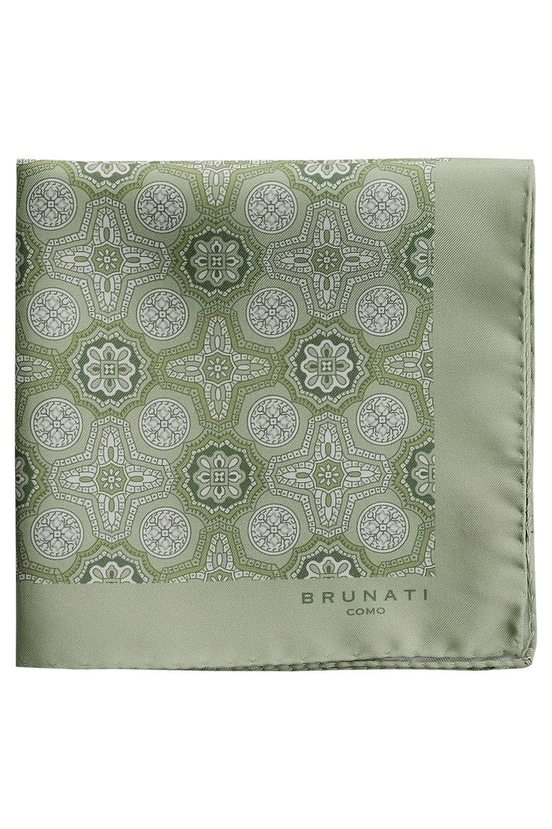 Floral Silk Pocket Square - Green - Brunati Como