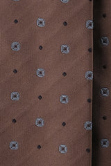 3-Fold Doubleface Jacquard Patterned Silk Tie - Toffee - Brunati Como