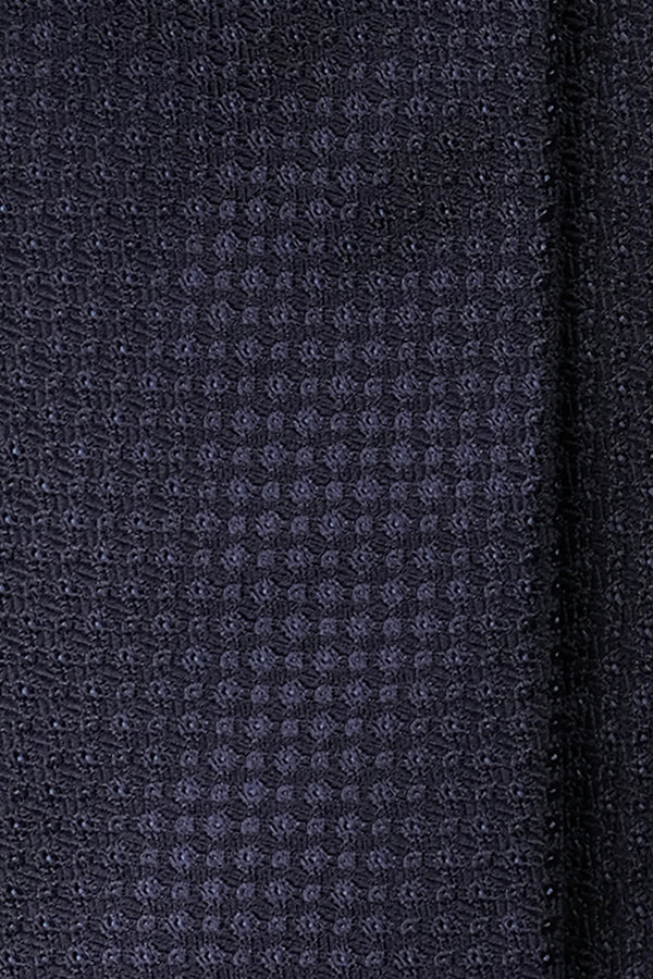 3- Fold Silk Jacquard Tie - Navy - Brunati Como®