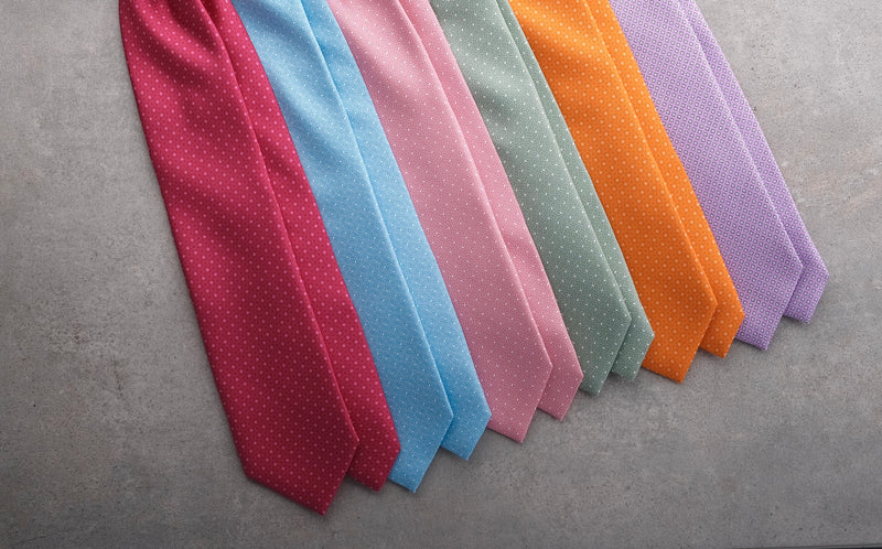 3-Fold Rosetta Pattern Printed Silk Tie - Punch Pink - Brunati Como