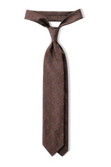 3-Fold Doubleface Jacquard Patterned Silk Tie - Toffee - Brunati Como