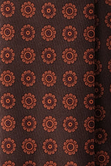3-Fold Floral Ancient Madder Silk Tie - Brown/Ocre Orange - Brunati Como