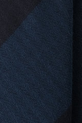 3-FOLD UNLINED Striped Heringbone Cashmere Tie - Navy/Royal Blue - Brunati Como