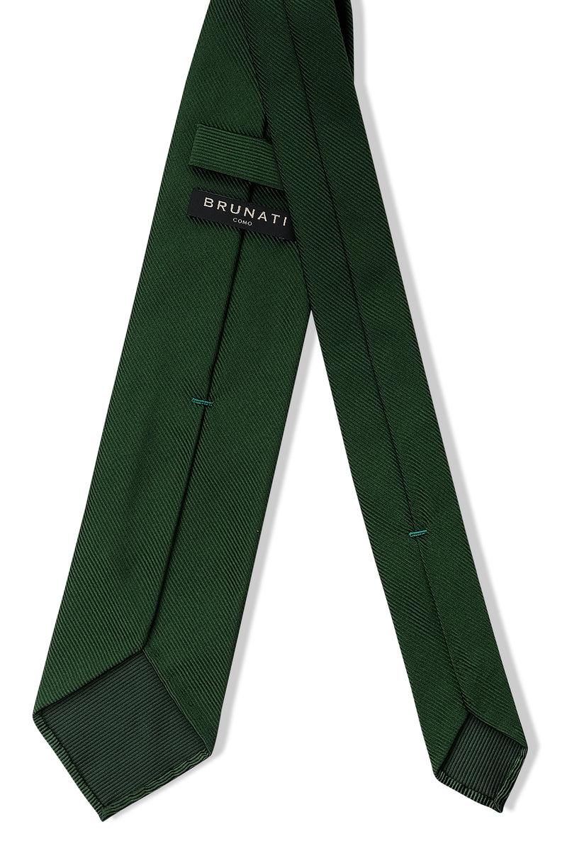 3-Fold Untipped Solid Repp Tie - Green - Brunati Como®